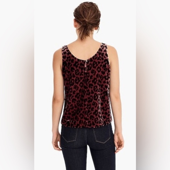 J. Crew Rose Leopard Velvet printed tank top size 2 - Picture 3 of 6